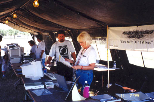 Roger Herrick, brother of Sharon's MIA, and Sharon Denitto organized the Information Tent for volunteers and Sons and Daughters In Touch, Houston, Texas, November 1999